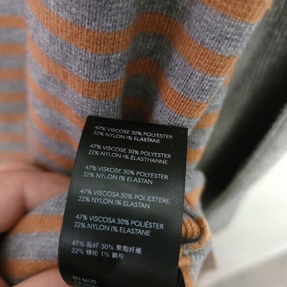 Anthropologie Elise Ribbed Tunic Size Small Gray Orange Stripe Off-the-Shoulder - Picture 5 of 9